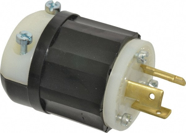 Leviton 2321 Locking Inlet Plug, Industrial, L6-20P, 250V, Black & White