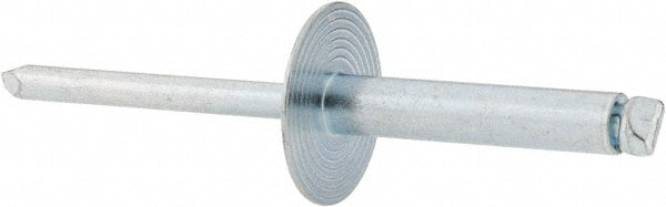 RivetKing SBS612LF/P250 Open End Blind Rivet Size 612, Large Flange Dome Head, Steel Body, Steel Mandrel