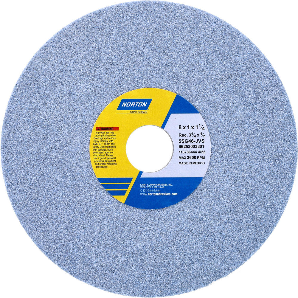 Norton 66253003301 Surface Grinding Wheel 8" Dia, 1" Thick, 1-1/4" Hole, 46 Grit, J Hardness