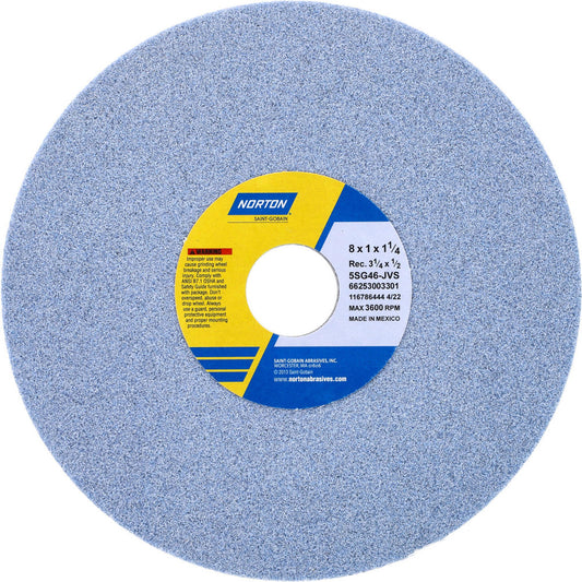 Norton 66253003301 Surface Grinding Wheel 8" Dia, 1" Thick, 1-1/4" Hole, 46 Grit, J Hardness
