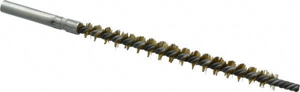 Schaefer Brush 43602 Double Stem/Single Spiral Tube Brush 1/4" Dia, 4-1/2" OAL, Brass Bristles