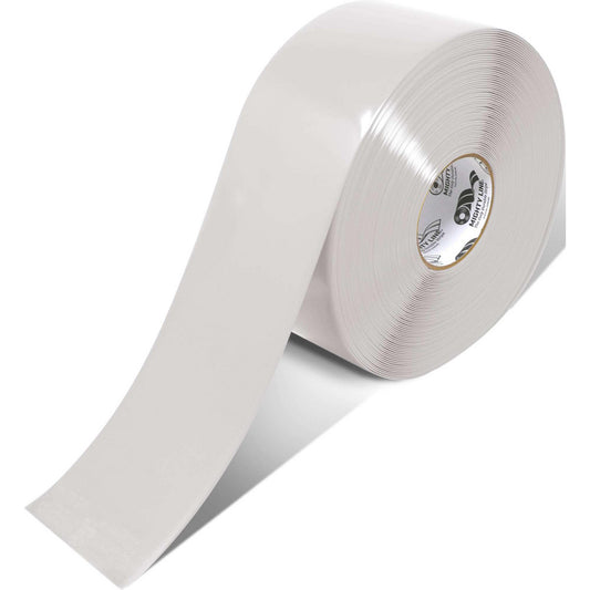 Mighty Line 4RW Floor & Egress Marking Tape & Strips Type Tape  Traffic Type Heavy Duty  Surface Type Heavy Duty Anti-Skid Low Profile Smooth  Color White  Material PVC  Adhesive Material Permanent Rubber-Based