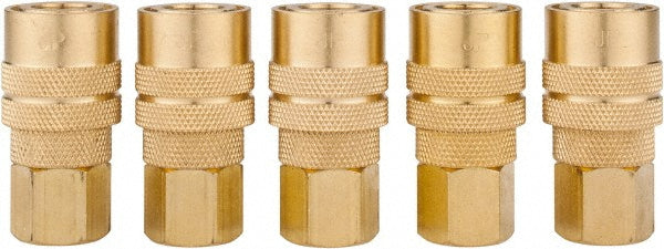 Value Collection 2341072511 5 Piece 1/4" Body 1/4 NPT 145 psi Brass Industrial Pneumatic Coupling Plug Set
