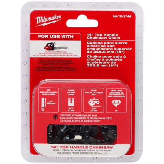 Milwaukee Tool 49-16-2744 Outdoor Power Equipment Accessories Accessory Type Chainsaw Chain  For Use With 2826-20T, 2826-21T, 2826-22T, 49-16-2745  Length (Inch) 14 in  