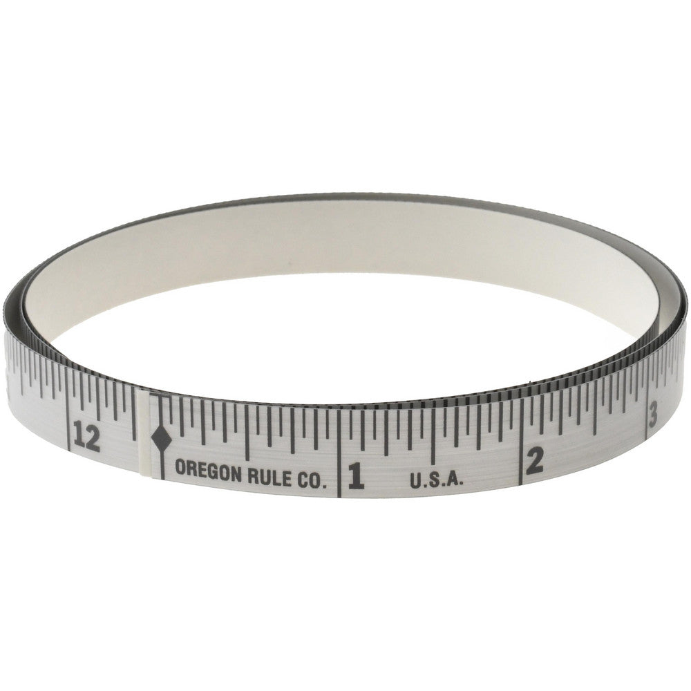 Oregon Rule Company FN-S036L-TC 3 Ft. Long x 1/2 Inch Wide, 1/16 Inch Graduation, Silver, Mylar Adhesive Tape Measure
