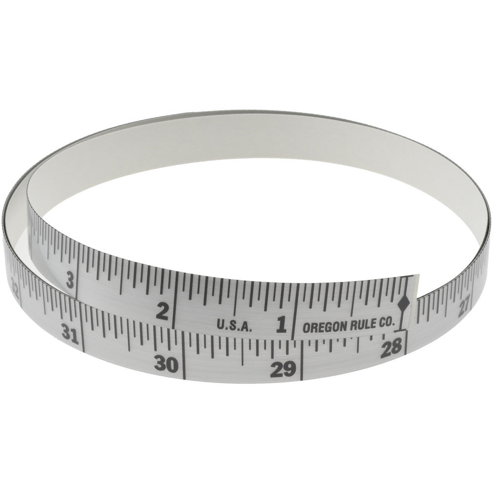 OREGON RULE COMPANY FN-S036R-TC 3 Ft. Long x 1/2 Inch Wide, 1/16 Inch Graduation, Silver, Mylar Adhesive Tape Measure