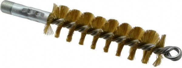 Schaefer Brush 43636 Double Stem/Single Spiral Tube Brush 1-1/4" Dia, 8" OAL, Brass Bristles