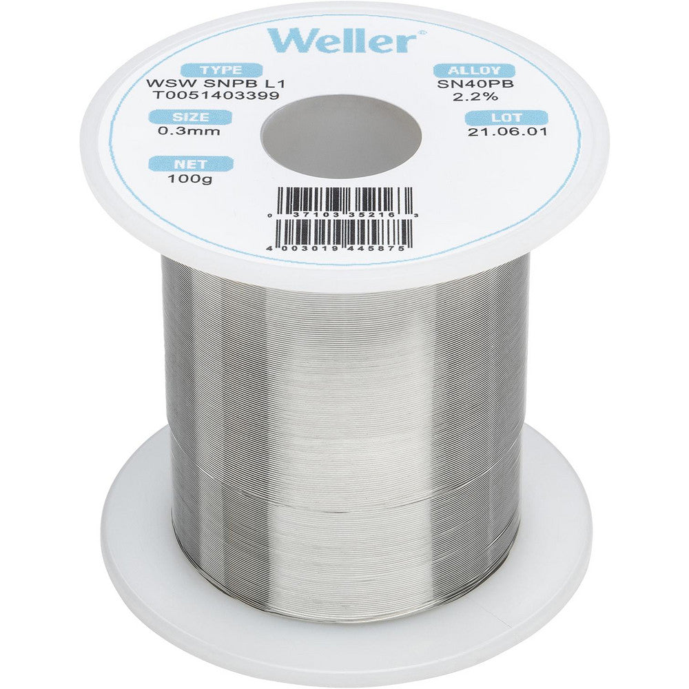 Weller T0051403399 Solder Solder Type Lead  Material Alloy  Container Type Spool  Container Size 100 g  Minimum Melting Temperature 361.4  Maximum Melting Temperature 374