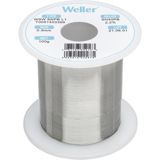 Weller T0051403399 Solder Solder Type Lead  Material Alloy  Container Type Spool  Container Size 100 g  Minimum Melting Temperature 361.4  Maximum Melting Temperature 374