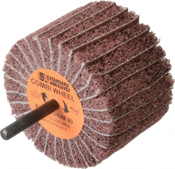 Standard Abrasives 7000122225 Mounted Flap Wheel 3" Dia, 2" Face Width, 80 Grit, Aluminum Oxide