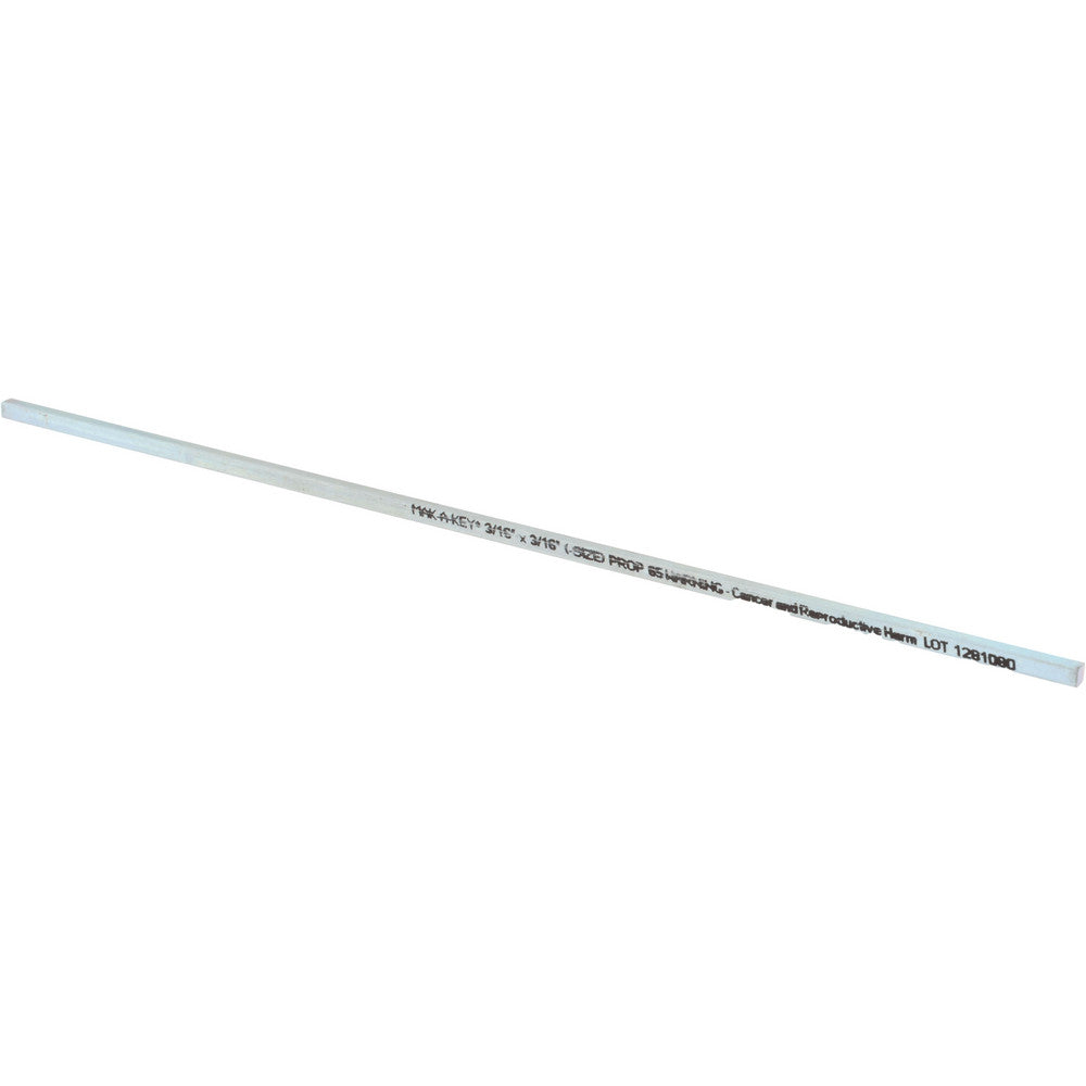 Mak-A-Key 3101870187-12 Undersized Key Stock 3/16" High, 3/16" Wide, 12" Long, Steel, Zinc-Plated