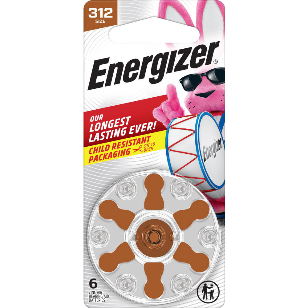Energizer 312CR-6ENRUS Hearing Aid Battery Size 312, Zinc-Air