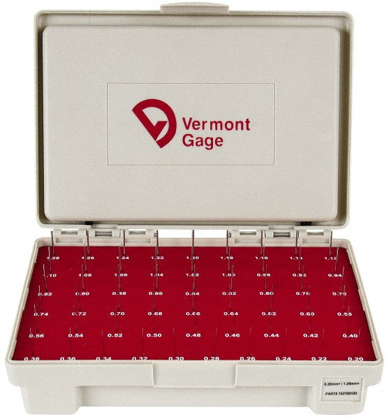 Vermont Gage 102100100 Class ZZ Plug Gage Set 0.2 to 1.28 mm Range, 55 Pc