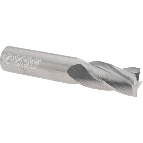 Fullerton Tool Co. 32023 Square End Mill 3/4" Dia, 1-1/2" LOC, 4 Flute, Solid Carbide