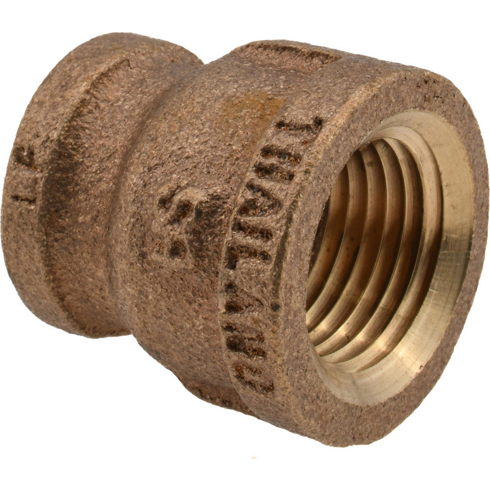 Merit Brass XNL112-0806 Brass Pipe Reducing Coupling 1/2 x 3/8" Fitting, Threaded, FNPT x FNPT, Class 125, Lead Free