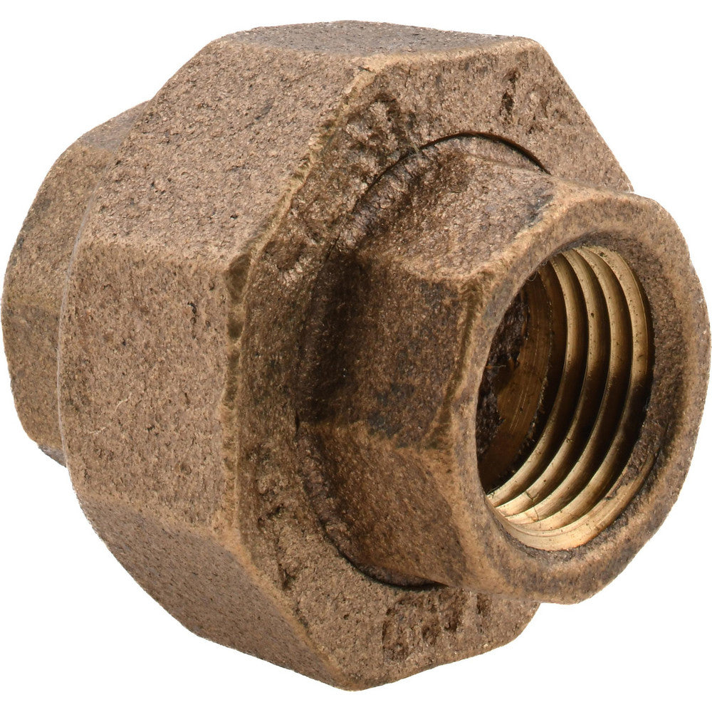 Merit Brass XNL187-08 Brass Pipe Union 1/2" Fitting, Threaded, FNPT x FNPT, Class 125, Lead Free