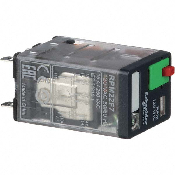 Square D RPM22F7 8 Pins, 1.1 VA Power Rating, Ice Cube Electromechanical Plug-in General Purpose Relay