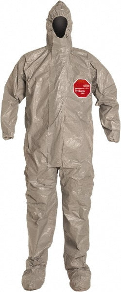 Dupont TF169TGYXL000600 Disposable Coveralls Chemical, Abrasion, Bloodborne Pathogen, Splash & Flame Protection, Size X-Large, 3.5000 oz, Tychem 6000, Zipper Closure