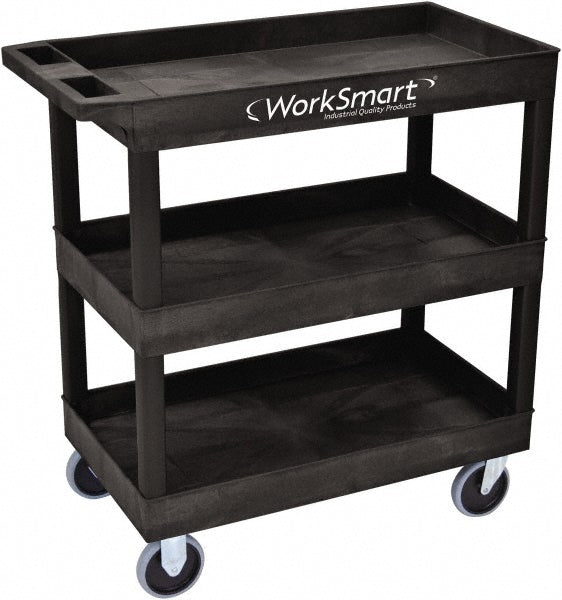 Value Collection WS-MH-PCAR-020 Shelf Utility Cart 35" Long, 18" Wide, Plastic, 500 lb Capacity, Black