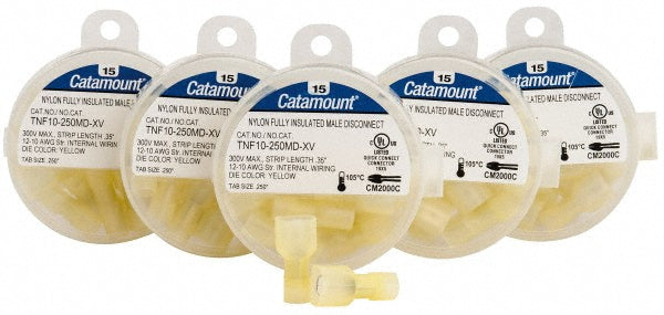 Thomas & Betts TNF10-250MD-XV Wire Disconnect Male, Yellow, Nylon, 12-10 AWG, 1/4" Tab Width