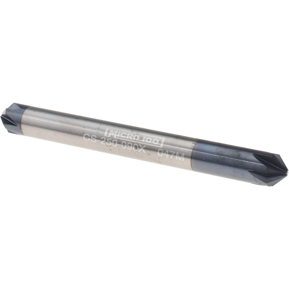 Micro 100 CS-250-090X Chamfer Mill 1/4" Dia, 6 Flutes, Solid Carbide