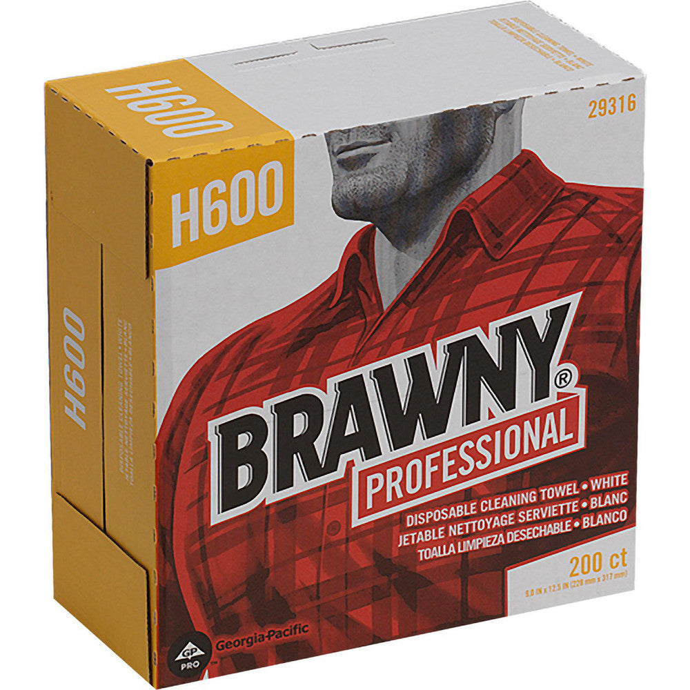 Brawny Professional 29316 H600 Disposable Cleaning Towels, Tall Box, White