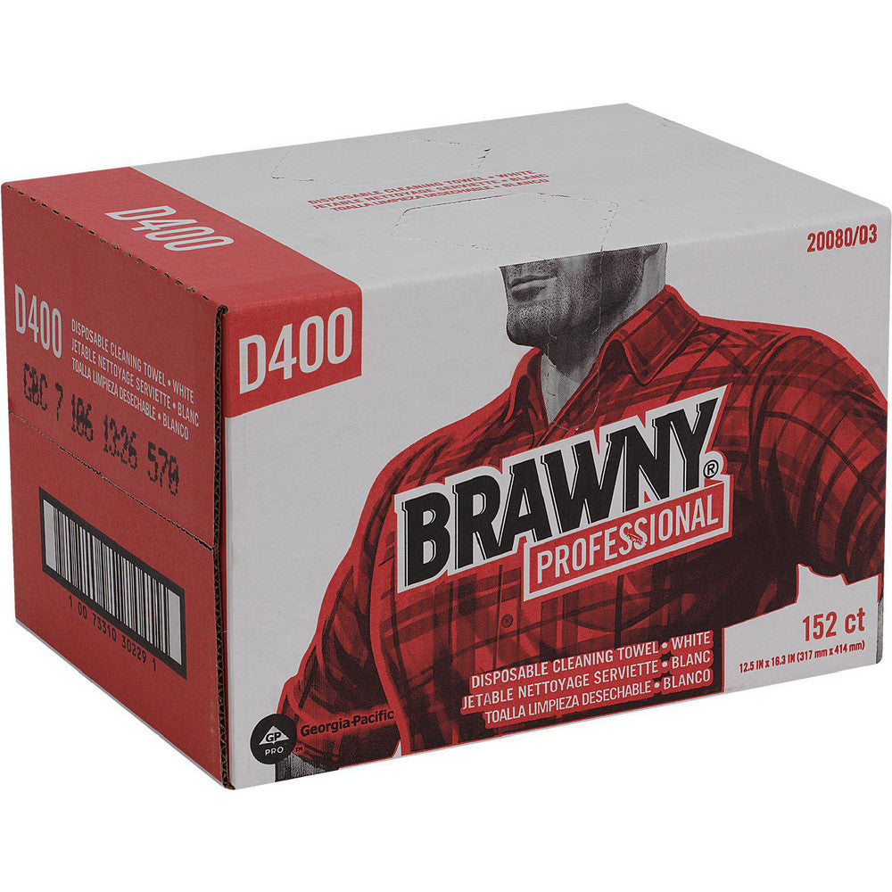 Brawny Professional 20080/03 D400 Disposable Cleaning Towels, Convenience Case, White