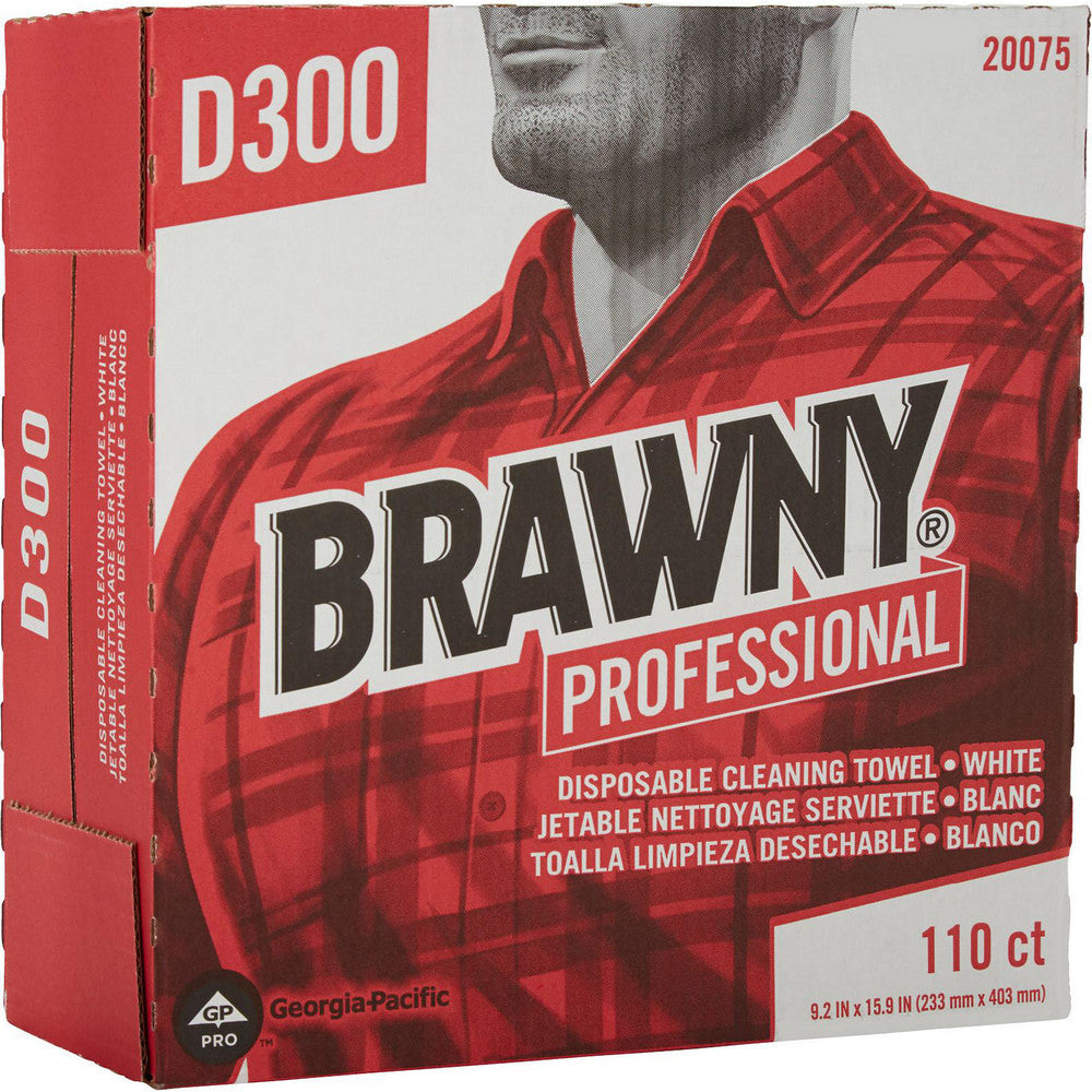 Brawny Professional 20075 D300 Disposable Cleaning Towels, Tall Box, White
