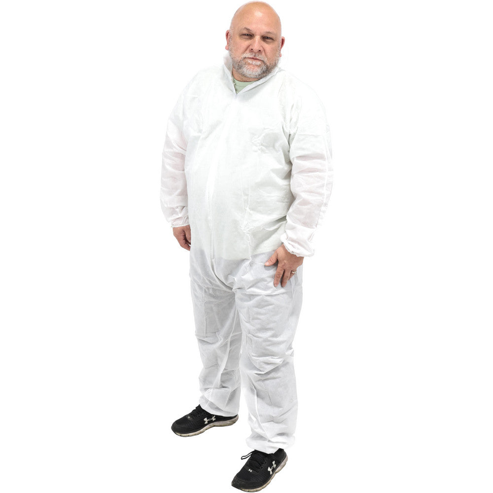 PRO-SAFE DC-SMS-2XL55W-EWA Non-Disposable Rain & Chemical-Resistant Coveralls Size 2X-Large, White, SMS