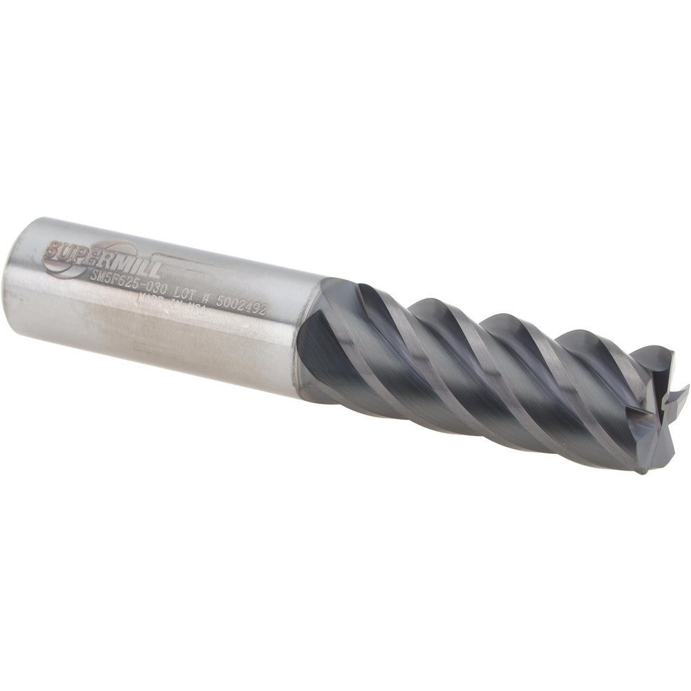 Supermill 5252054 Corner Radius End Mill 5/8" Dia, 1-5/8" LOC, 0.0300" Radius, 5 Flute, Solid Carbide