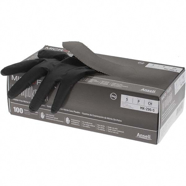 Ansell MK-296-S Series Microflex Midknight Disposable Gloves Size Small, 4.7 mil, Uncoated-Coated Nitrile, Industrial Grade, Unpowdered