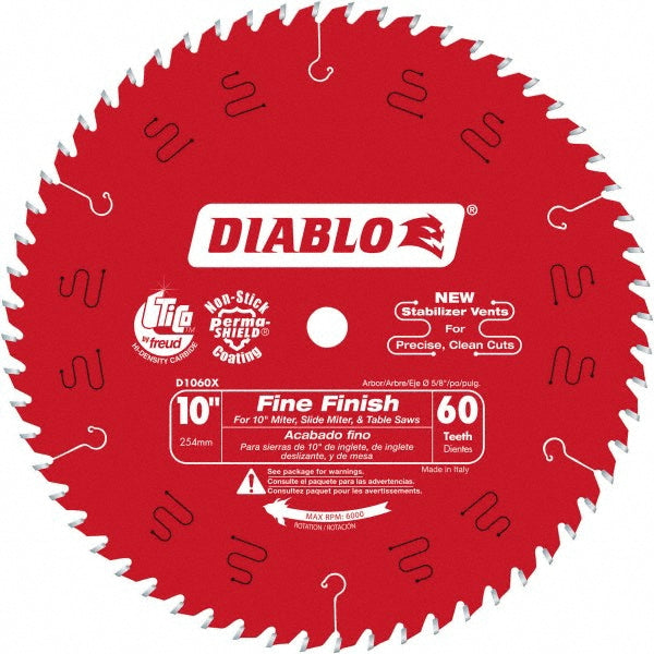 DIABLO D1060X Wet & Dry Cut Saw Blade 10" Dia, 5/8" Arbor Hole, 0.098" Kerf Width, 60 Teeth