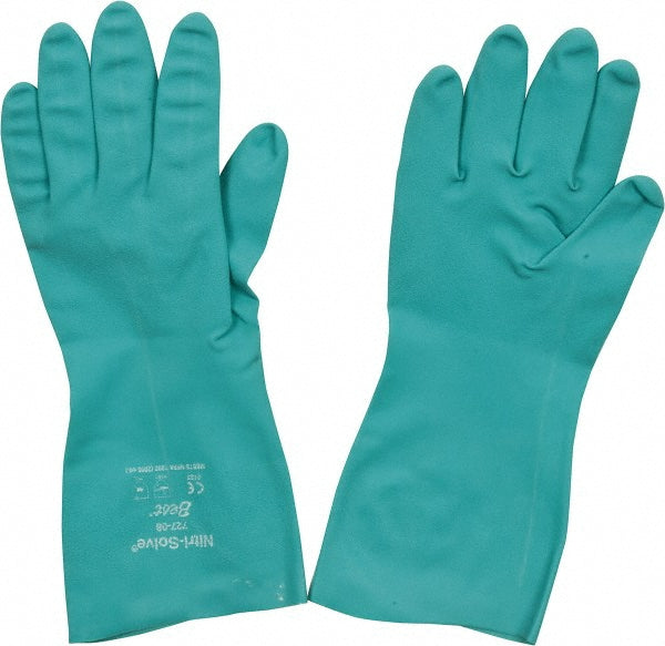 SHOWA 727-08 Chemical Resistant Gloves Medium, 15 mil Thick, Nitrile-Coated, Nitrile, Unsupported