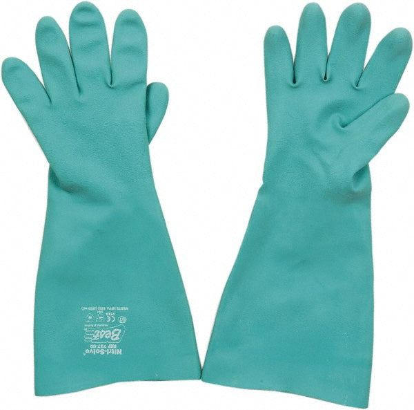 SHOWA 737-09 Chemical Resistant Gloves Large, 22 mil Thick, Nitrile-Coated, Nitrile, Unsupported