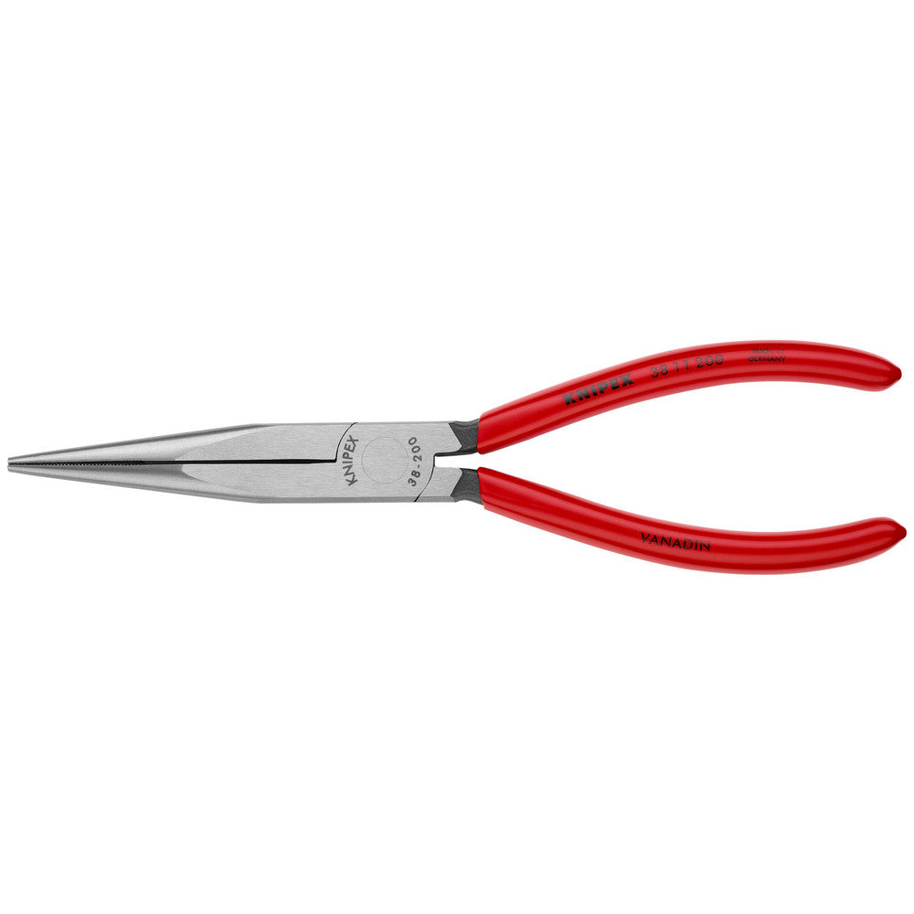 Knipex 38 11 200 Long Nose Pliers Pliers Type Mechanic's Pliers Long Nose Pliers Cutting  Jaw Texture Crosshatch  Jaw Length (Inch) 2-7/8  Jaw Width (Inch) 11/16  Jaw Bend 0.104  Handle Type Comfort Grip