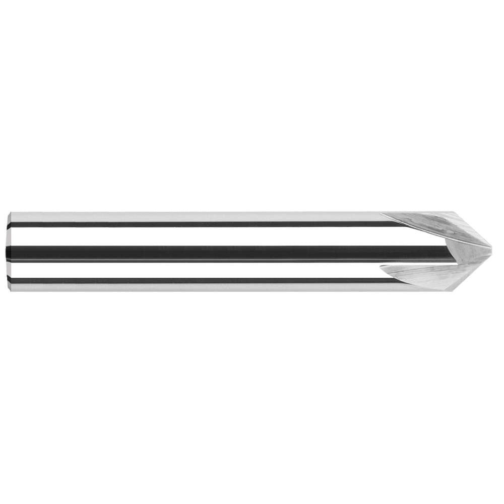 Harvey Tool 18530 Chamfer Mill 1/4" Dia, 1/4" Shank Dia, 60 deg, 3 Flute, Solid Carbide, Single End