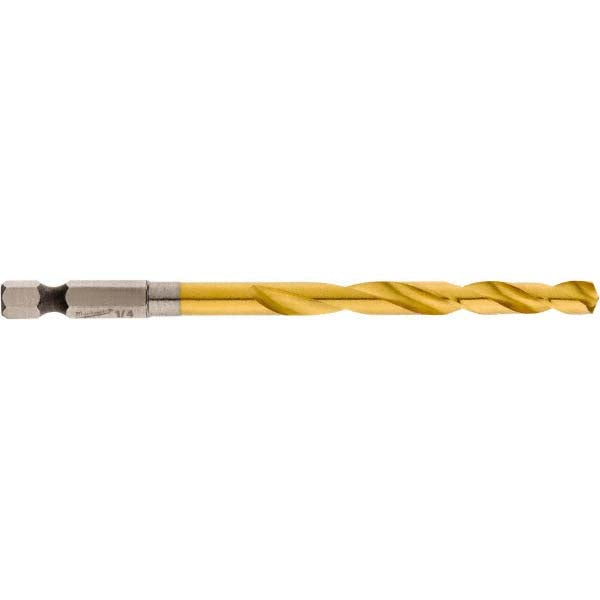 Milwaukee Tool 48-89-4613 Mechanics Drill Bit 1/4" Dia, 135 &deg Point, High Speed Steel, Hex Shank, Split Point