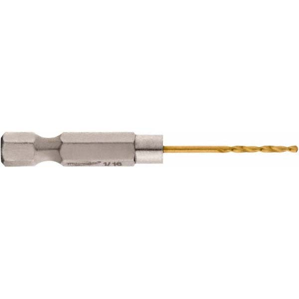 Milwaukee Tool 48-89-4601 Mechanics Drill Bit 1/16" Dia, 135 &deg Point, High Speed Steel, Hex Shank, Split Point