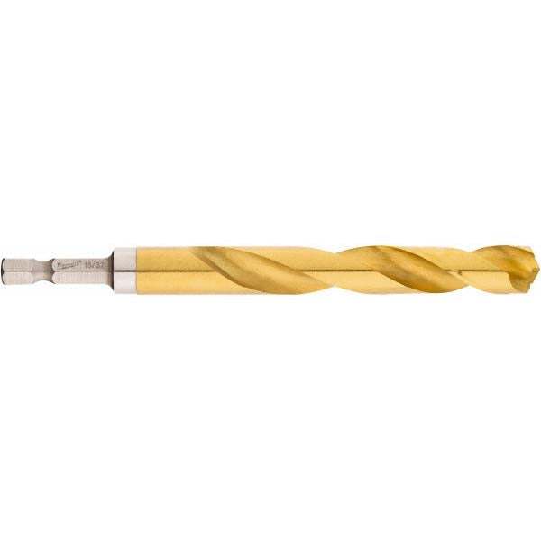Milwaukee Tool 48-89-4627 Mechanics Drill Bit 15/32" Dia, 135 &deg Point, High Speed Steel, Hex Shank