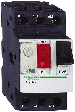 Schneider Electric GV2ME14 10 Amp, 690 VAC at 50/60 Hz, 3 Pole, Bolt On, Clip Motor Circuit Breaker