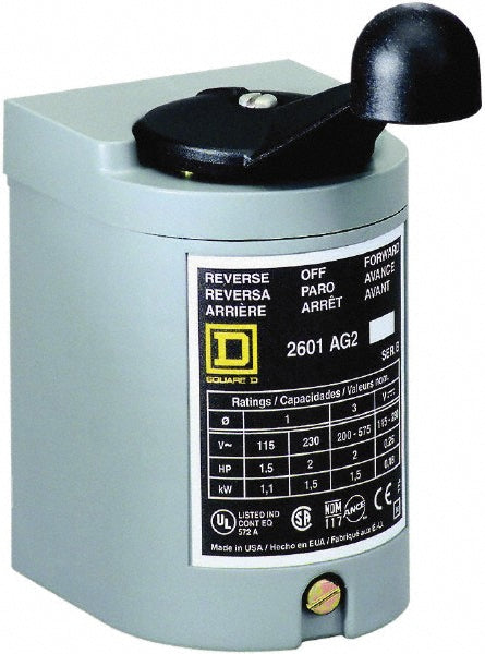 Square D 2601AG2 250 VDC, 600 VAC Input Volt, Reversing, Drum Switch