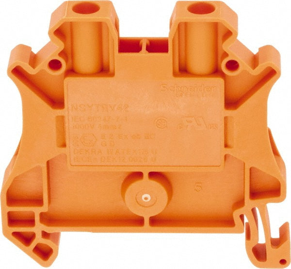 Schneider Electric NSYTRV42AR 1 Pole, 1,000 Volt, 32 Amp, -40 to 266&degF, DIN Rail Mount, Polyamide Passthrough Terminal Block
