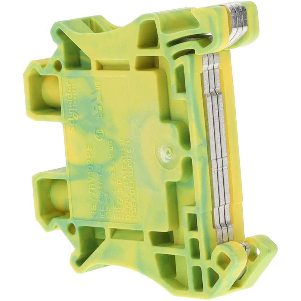 Schneider Electric NSYTRV102PE 1 Pole, 1,000 Volt, 76 Amp, -40 to 266&degF, DIN Rail Mount, Polyamide Grounding Terminal Block