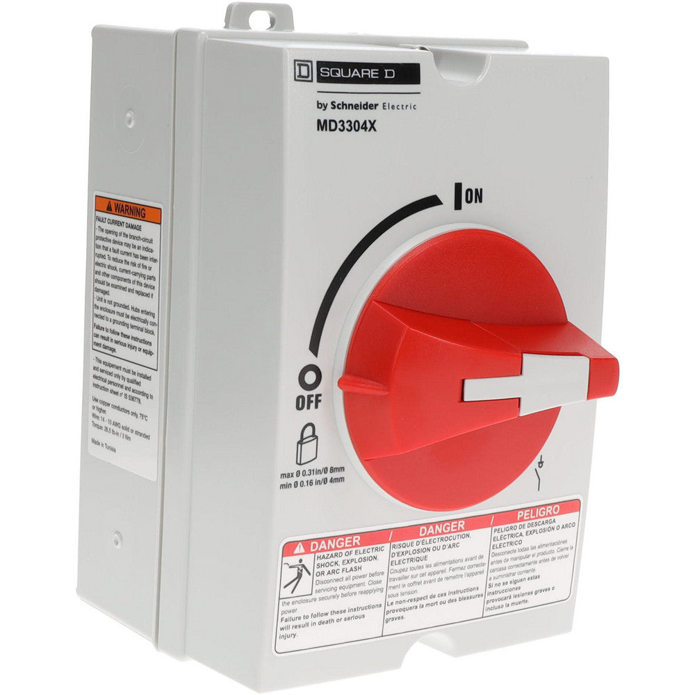 Schneider Electric MD3304X Cam & Disconnect Switch Enclosed, 30 Amp, 3 Phase