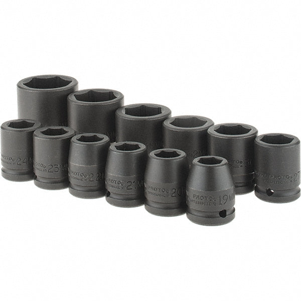 Proto J72105M Impact Standard Socket Set 12 Pc, 3/4" Drive, 19.00 to 46.00" Socket