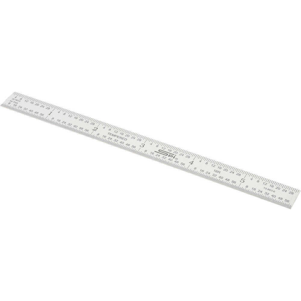 SPI 13-863-6 Steel Rule 6" OAL, 16R Graduation, Flexible, 1/2" OAW