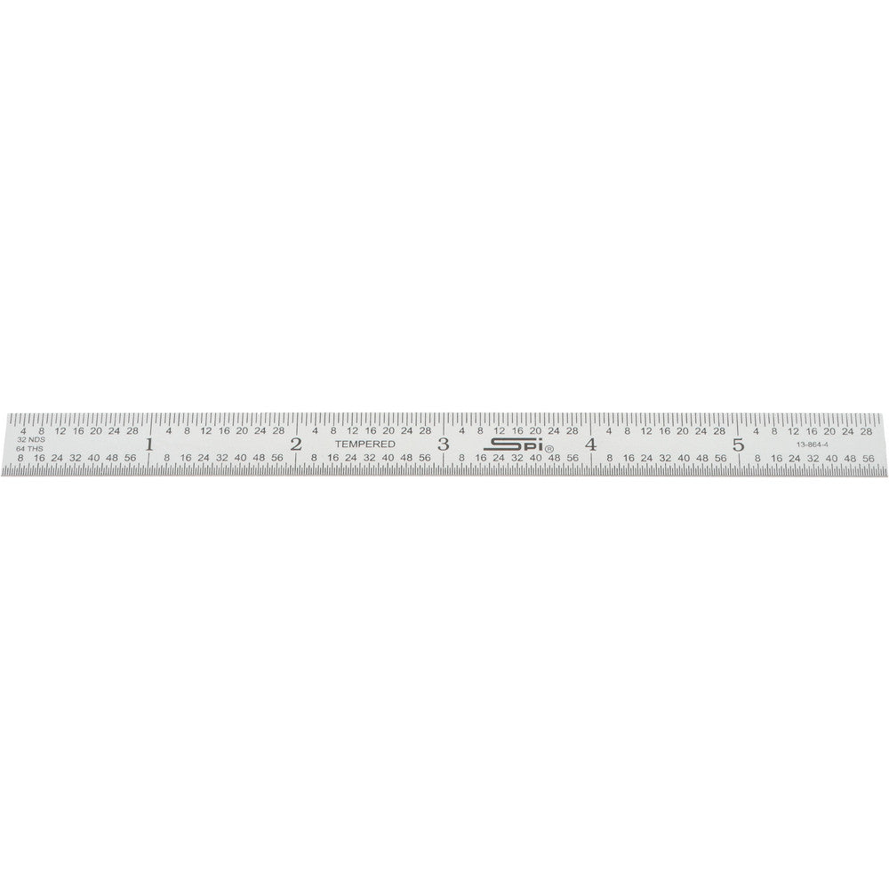 SPI 13-864-4 Steel Rule 6" OAL, English & Metric Graduation, Flexible, 1/2" OAW