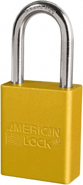 American Lock S1106YLW Lockout Padlock Keyed Different, Key Retaining, Aluminum, Plated Metal Shackle, Yellow