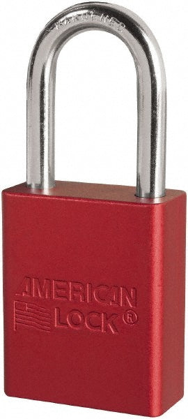 American Lock S1106RED Lockout Padlock Keyed Different, Key Retaining, Aluminum, Plated Metal Shackle, Red