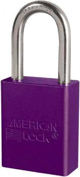 American Lock S1106PRP Lockout Padlock Keyed Different, Key Retaining, Aluminum, Plated Metal Shackle, Purple